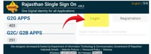 Login and Registration Section on the Rajasthan SSO Portal Homepage