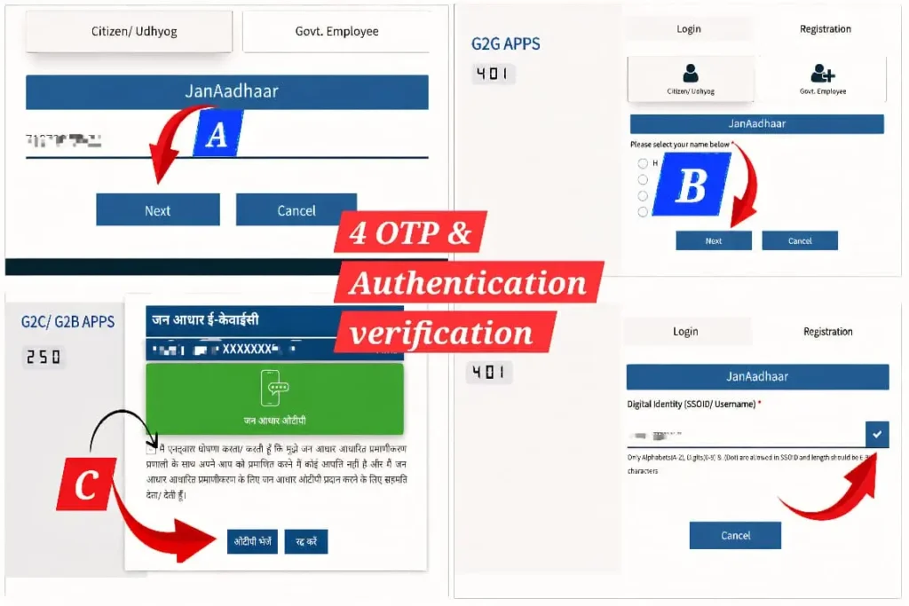 SSO ID Jan Adhaar OTP verification