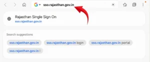 Typing Official Rajasthan SSO ID Website URL in Web Browser Search Bar