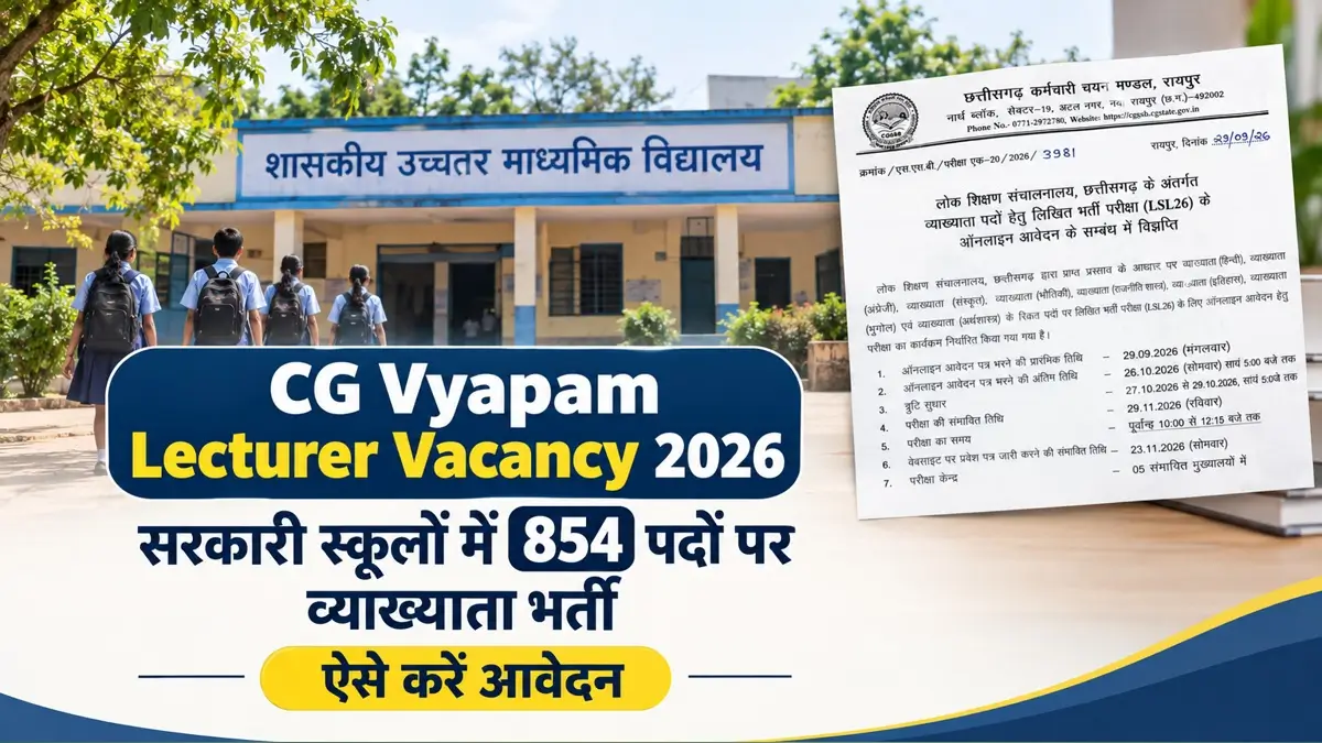 CG Vyapam Lecturer Vacancy 2026 Notification Release for 854 Posts