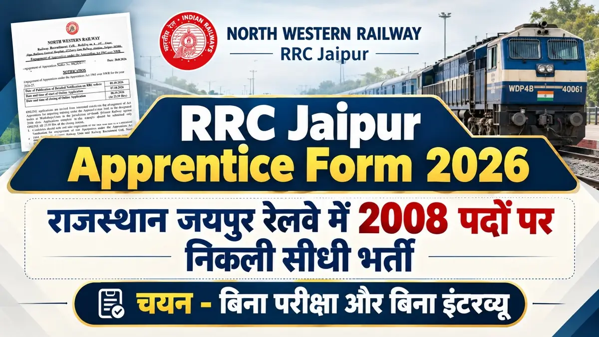 RRC Jaipur Apprentice Form 2026 Advt No 04 2026 Release for 2008 Posts